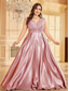 cheap CHAMPAGNE-A-Line Plus Size Dresses Elegant Curve Dress Formal Wedding Floor Length Short Sleeve V Neck Satin Backless with Pleats 2025