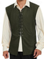 voordelige Gilets-Voor heren Vest Buiten Dagelijks Vintage Lente Herfst Veters Polyester Comfortabel Effen V-hals Normale pasvorm Donker Bruin Zwart Rood Licht Bruin Hesje