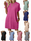 preiswerte Einfaches Kleid-Damen Minikleid Sommerkleid Lässig Täglich Normale Passform Einfach Kurzarm Rundhalsausschnitt Schwarz Hellgrün Rosa Himmelblau Sommer