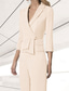 cheap Mom&#039;s Pant Suits-Women&#039;s Suits Top Mother of the Bride Elegant V Neck 3/4 Length Sleeve Included with Buttons