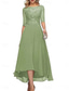 billige Gulvlengde-A-Linje Brudens Mor Klær Formell Bryllupsgjest Elegant Crew Neck Gulvlengde Chiffon Halv Erme med Ensfarget