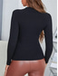 cheap Plain Tops-Women&#039;s Tight Tops Solid Color Stylish Casual Long Sleeve Mock Neck Regular Tops Daily Black White Pink Blue Beige Summer Spring