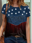 cheap Independence Day Top-Women&#039;s Patriotic  T Shirt Graphic Flag Vintage Stylish Classic Short Sleeve Crew Neck Round Neck Regular Tops Daily Print Blue Gray Summer Spring