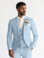 cheap Wedding Suits-Men&#039;s Wedding Linen Suits Sky Blue Sage Fashion Formal Solid Colored Standard Fit 3 Piece Single Breasted Two-buttons