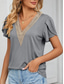 cheap Plain tee-Women&#039;s T Shirt Plain Fashion Stylish Classic Short Sleeve V Neck Regular Tops Daily Weekend Patchwork Light Green Blue Green Gray Summer Spring