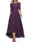 billige Gulvlengde-A-Linje Brudens Mor Klær Formell Bryllupsgjest Elegant Crew Neck Gulvlengde Chiffon Halv Erme med Ensfarget