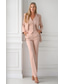 cheap Mom&#039;s Pant Suits-Jumpsuit / Pantsuit 3 Piece Pantsuit Mother of the Bride Tailored Jacket Blazer Elegant Vintage Simple Lapel Floor Length Crepe Stretch Fabric Long Sleeve with Buttons