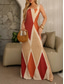 preiswerte Streifen- und geometrische Kleider-Damen Maxikleid Etui-Kleid Unterkleid Urlaub Lässig Boho Outdoor Ausgehen Normale Passform Geometrisch Ärmellos Spaghettiträger Gelb Wein Purpur Grün Sommer