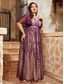preiswerte Semi-formal / Cocktail-A-Linie Abendkleid Elegantes Kleid Formelles Hochzeitsbodenlängesärge Kurzarm V-Ausschnitt Tüll mit Blumenmuster