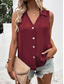 voordelige Effen Tanktop-Dames Hemdje Tanktop Effen Kleur Dagelijks Stijlvol Casual Mouwloos Overhemdkraag Normale tops Dagelijks Knop Zwart Wit Wijn blauw Groen Zomer