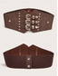 ieftine Centura de dama-Curea elastică lată pentru femei cu catarame vintage triple – centură gotică din piele ecologică pentru corset, pentru rochii și costume