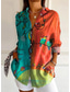cheap Floral Tops-Women&#039;s Shirt Floral Graphic Vintage Tropical Daily Long Sleeve Shirt Collar Regular Tops Work Daily Holiday Buttons Print Blue Orange Green Summer Spring