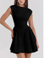 cheap Plain Dress-Women&#039;s Mini Dress Fit And Flare Dress Elegant Party Cocktail Wedding Outdoor Party Regular Fit Solid Color Sleeveless Crew Neck Black White Wine Summer