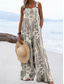 abordables combinaison de vacances-Femmes Combinaison Actif Fleuri Sans manches Jambe large Vacances Rue Coupe Ample Jaune Bleu Gris Été