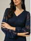 baratos Vestidos para o trabalho-Mulheres Minivestido Vestido antigo Vestido casual Vintage Casual Formal Formal Natal Festa Normal Manga Longa Decote V Azul Outono Inverno
