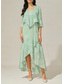 abordables Robe de cocktail-Femmes Robe maxi Robe à Volants Élégant Mariage robe demoiselle d honneur Soirée Fleuri Sans manches Col en U Vert cendré Été Printemps