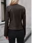 cheap Casual Jackets-Women&#039;s Faux Leather Jacket Casual Jacket Comfortable Breathable Zipper Casual Plain Vacation Street Casual Daily Wear Zipper Short Crewneck Regular Fit Long Sleeve Outerwear Black Brown Apricot