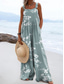 billiga semester jumpsuit-Dam Jumpsuits Aktiv Blommig Ärmlös Brett skaft Semester Gata Lös passning Rodnande Rosa Blå Purpur Sommar