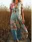 tanie Sukienki boho-Damskie Sukienka maxi Sukienka letnia Sukienka A line Urlop Codzienny Boho Wyjściowe Regularny Kwiaty Graficzny W Tureckie Wzory Krótki rękaw W serek Rumiany róż Niebieski Zielony Ciemnoniebieski