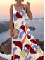 abordables Arte &amp; Diseño Vestidos-Mujer Vestido maxi Vestido de una línea Vestido con hombros descubiertos Vacaciones Casual Estilo playero Fiesta Noche Playa Ajuste regular Graphic Geométrico Sin Mangas Escote Cuadrado Beige Verano