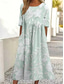 preiswerte Blumenkleid-Damen Midikleid Sommerkleid A Linie Kleid Urlaub Lässig Täglich Date Ausgehen Normale Passform Blumen Grafik Kurzarm Rundhalsausschnitt Rosa Blau Grün Beige Sommer Frühling
