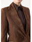 cheap Mom&#039;s Pant Suits-Two Piece Jumpsuit / Pantsuit Faux Suede Mother of the Bride Blazer Set Elegant Vintage Simple V Neck Peak Lapel Stitching Detail Floor Length Stretch Long Sleeve