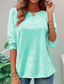 cheap Plain tee-Women&#039;s T Shirt 3D Print Floral Elegant Vintage Fashion Long Sleeve Crew Neck Regular Tops Daily Going out Weekend Print Pearl Summer Spring