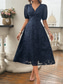 cheap Plain Dress-Women&#039;s Midi Dress A Line Dress Vacation Casual Boho Outdoor Going out Beach Loose Fit Solid Color Long Sleeve V Neck Black Red Blue Brown Summer Spring