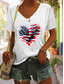 cheap Independence Day Top-Women&#039;s Patriotic  T Shirt Graphic Flag American Flag Vintage Stylish Classic Short Sleeve V Neck Regular Tops Daily Weekend Print Black White Red Blue Green
