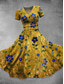 voordelige Bloemenjurken-Dames Halflange jurk Zomerjurk Fit And Flare-jurk Feest Casual Dagelijks Feestdagen Normale pasvorm Bloemig Grafisch Korte mouw V-hals Geel Rood blauw Paars Zomer