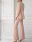 cheap Mom&#039;s Pant Suits-Jumpsuit / Pantsuit 3 Piece Pantsuit Mother of the Bride Tailored Jacket Blazer Elegant Vintage Simple Lapel Floor Length Crepe Stretch Fabric Long Sleeve with Buttons