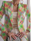 cheap Blazers &amp; Suits-Women&#039;s Blazer Breathable Comfortable Print Casual Leaf Work Office / Career Double Breasted Regular Turndown Regular Fit Long Sleeve Outerwear Black Wine Green Summer