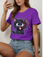 cheap Animals tee-Women&#039;s T Shirt Graphic Animal Cat Vintage Stylish Classic Short Sleeve Crew Neck Round Neck Regular Tops Daily Weekend Print Black White Red Blue Purple Summer Spring