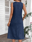 abordables Robe blanche-Femmes Robe Midi Robe d&#039;Été Robe trapèze Robe d&#039;été Vacances Fête Occasionnel Anniversaire Quotidien Fête Coupe régulière Graphique Uni Sans manches Col ras du cou Bleu marine Rose Claire Bleu Gris