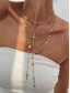billiga Kvinnors halsband-Damhalsband med flerskiktat korshänge i guld och silver, satt med flerfärgade pärlor - moderna religiösa smycken för vardagsbruk, avslappnade utflykter och speciella tillfällen