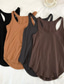 cheap Plain Tank Top-Women&#039;s Camisole Tank Top Solid Color Daily Stylish Casual Sleeveless Scoop Neck Regular Tops Daily Backless Black Light Brown Brown Summer