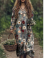 preiswerte Boho Kleider-Damen Maxikleid A Linie Kleid Urlaub Lässig Boho Ausgehen Strand Lässiger Schnitt Blumen Grafik Paisley-Muster Langarm V Ausschnitt Rote Blau Grün Grau Sommer Frühling