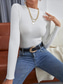 cheap Plain Tops-Women&#039;s Tight Tops Solid Color Stylish Casual Long Sleeve Mock Neck Regular Tops Daily Black White Pink Blue Beige Summer Spring