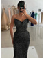 preiswerte Sekt-Schlauchkleid Abendkleid Vintage Kleid Karneval Formell Bodenlang Ärmellos Herzförmiger Ausschnitt Paillettenbesetzt mit Glitzer 2025