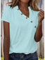 cheap Plain tee-Women&#039;s T Shirt Plain Vintage Stylish Classic Short Sleeve V Neck Regular Tops Daily Buttons Print Black White Pink Red Royal Blue Summer Spring