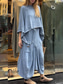 preiswerte Sets-Damen Hosen-Sets Kunstbaumwollleinen Langarm Rundhals Einfarbig Elegant Mode Basic Lässig Täglich Outdoor Blau Schwarz Weiß Sommer Normale Passform