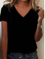 cheap Plain tee-Women&#039;s 100% Cotton T Shirt Fashion Basic Casual Short Sleeve V Neck Regular Tops Daily Black White Gray Spring, Fall, Winter, Summer