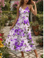 economico Abiti floreali-Per donna Abito maxi Vestito Estivo Abito a trapezio Abito Sottoveste Vacanza Casual Boho Spiaggia Vestibilità regolare Floreale Grafico Senza Maniche Scollo a V Giallo Rosso Blu Viola Estate