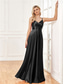 cheap Semi-formal / Cocktail-A-Line Quinceanera Dresses Elegant Dress Formal Wedding Floor Length Sleeveless Spaghetti Strap Satin with Pleats Slit