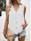 voordelige Effen Tanktop-Dames Hemdje Tanktop Effen Kleur Dagelijks Stijlvol Casual Mouwloos Overhemdkraag Normale tops Dagelijks Knop Zwart Wit Wijn blauw Groen Zomer