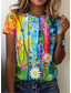cheap Art&amp;Design tee-Women&#039;s T Shirt Graphic Vintage Stylish Classic Short Sleeve Crew Neck Round Neck Regular Tops Daily Going out Weekend Print Blue Summer Spring