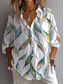 cheap Floral Tops-Women&#039;s Shirt Long Sleeve Button Down Blouse Blouse Floral Graphic Leaf Vintage Daily Stylish Shirt Collar Regular Tops Daily Holiday Going out Buttons Grass Green Light Green Light Blue Summer