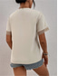 cheap Lace Tops-Women&#039;s Blouse Solid Color Elegant Stylish Basic Short Sleeve V Neck Regular Tops Daily Lace Patchwork Black White Navy Blue Beige Summer