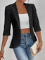 abordables vestes décontractées-Femmes Veste Décontractée Respirant Séchage Rapide Dentelle Occasionnel Bureau / Carrière Sans Col Coupe régulière Manche 3/4 Vêtements d&#039;extérieur Noir Blanche Parme Printemps Automne