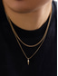 economico Gioielli da uomo-Collana con ciondolo a doppio strato placcata in oro da uomo – catena cubana minimalista e ciondolo a proiettile per streetwear, feste e outfit quotidiani